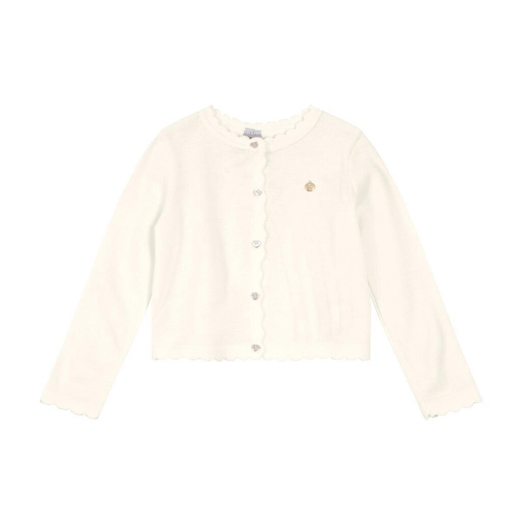 Cardigã Infantil Menina Tricô Off White Mundi