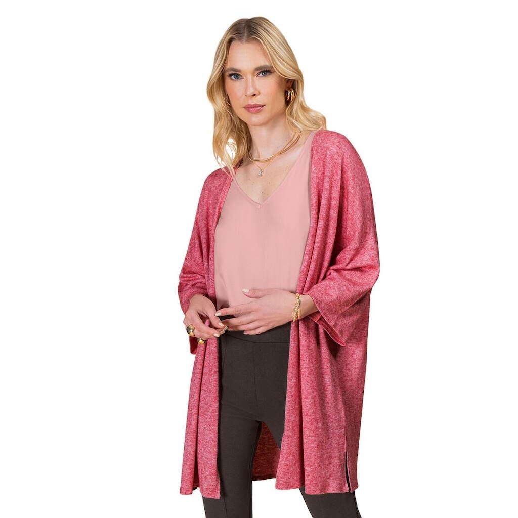 Cardigan Alongado Rovitex Vermelho