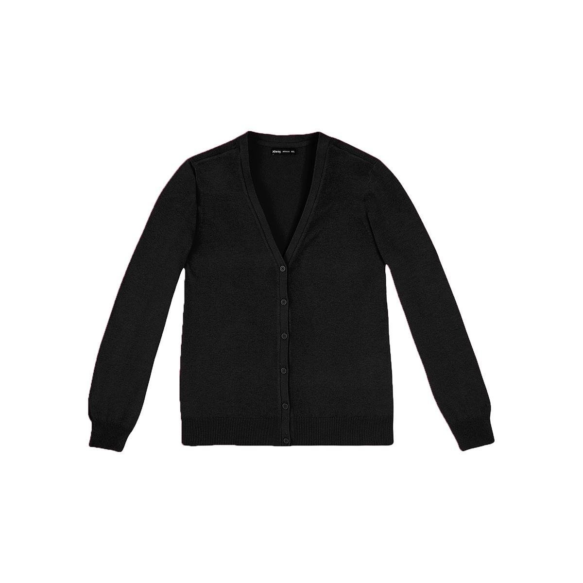 Cardigan Básico Em Tricô Com Decote V Feminino - Preto Menor preço em Cardigan Básico Em Tricô Com Decote V Feminino - Preto