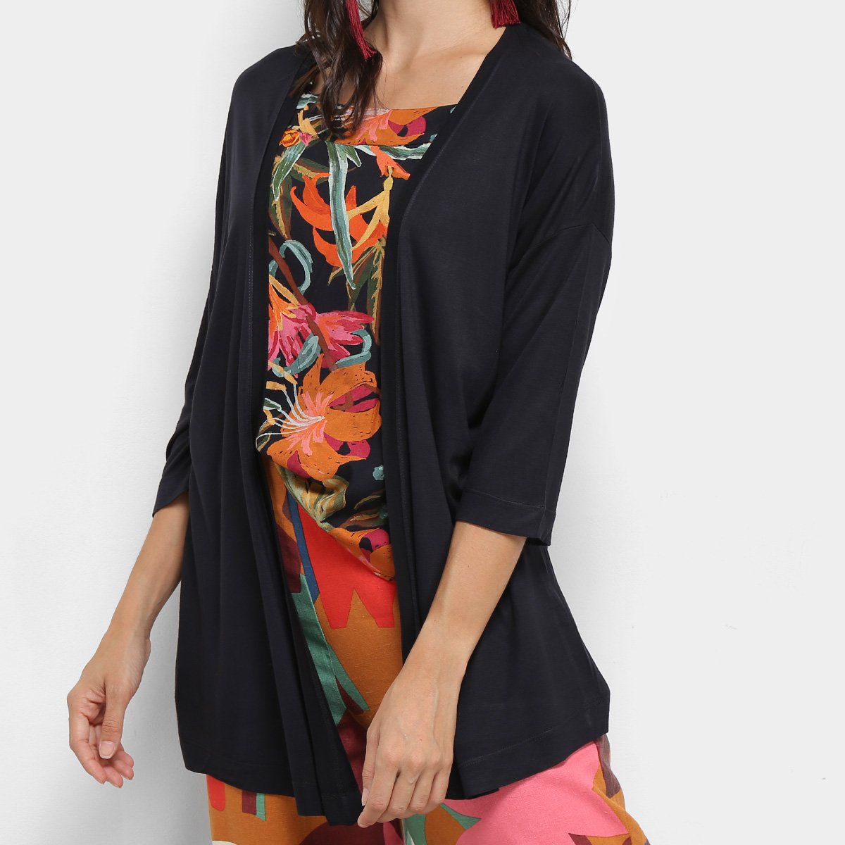 cardigan malha feminino preto