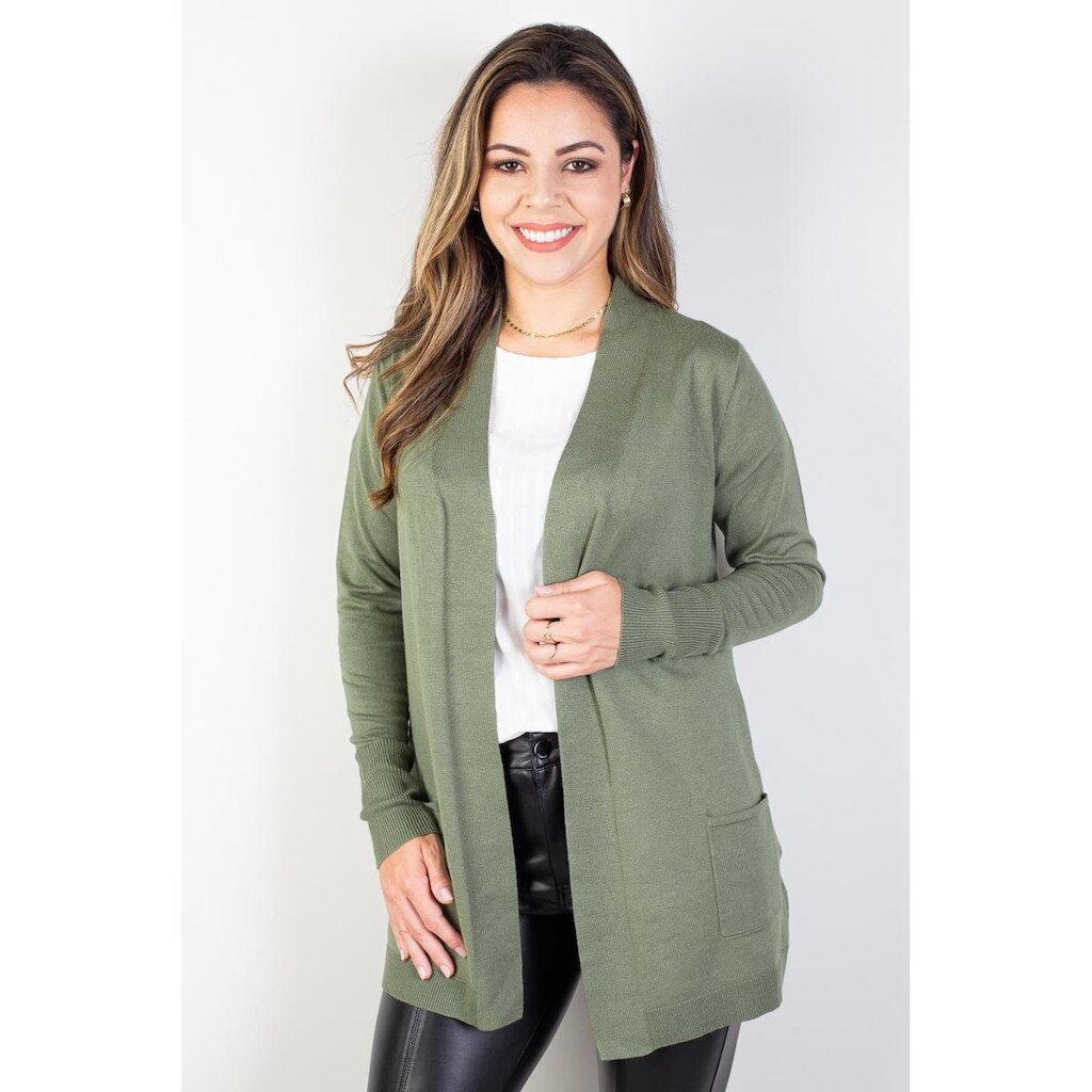 Cardigan de malha alongado feminino 85096