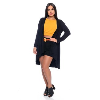 Cardigan Feminino Assimétrico Manga Longa B'Bonnie