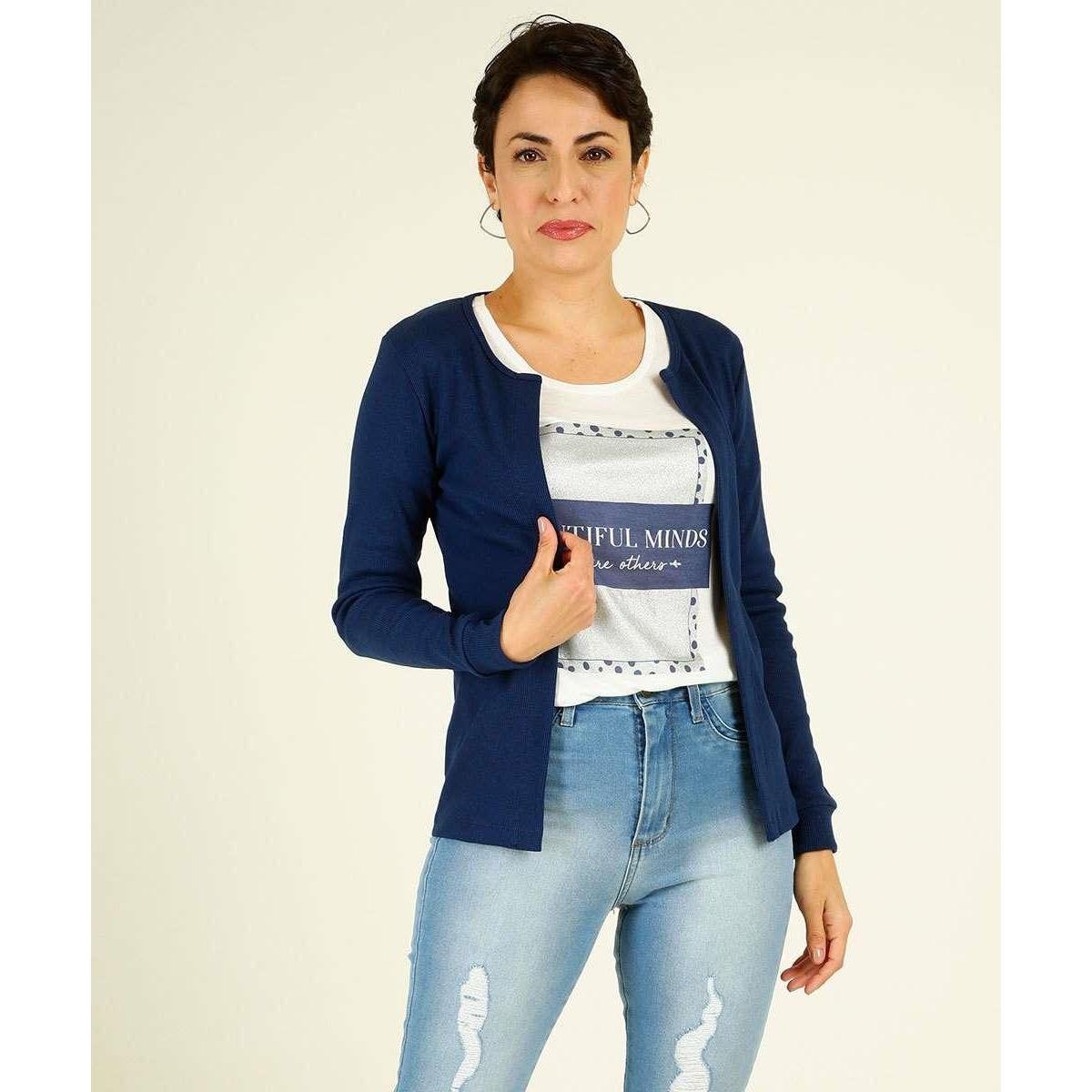 Cardigan Feminino Canelado Manga Longa Costa Rica - 10048049771 - Azul Menor preço em Cardigan Feminino Canelado Manga Longa Costa Rica - 10048049771 - Azul
