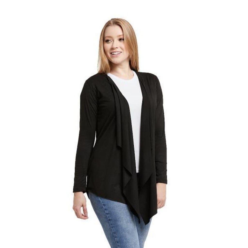 Cardigan Feminino Casaco Kimono Suede-PRETO-G