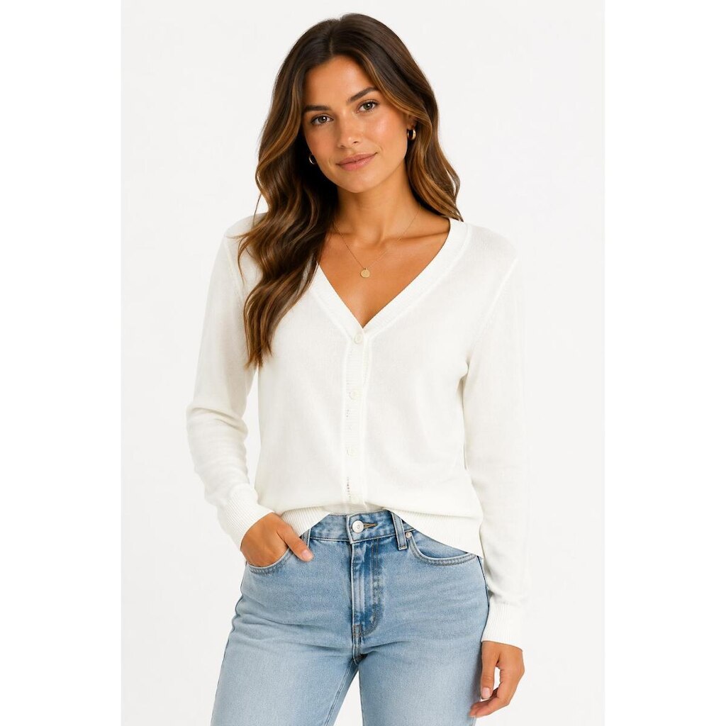 Cardigan Feminino D Bell Outlet Fashion Botão Branco