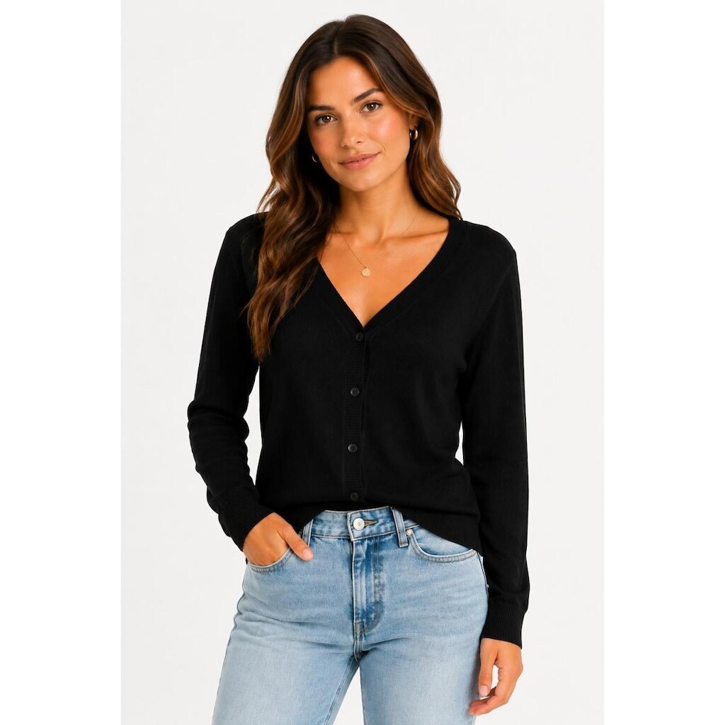 Cardigan Feminino D Bell Outlet Fashion Botão Preto