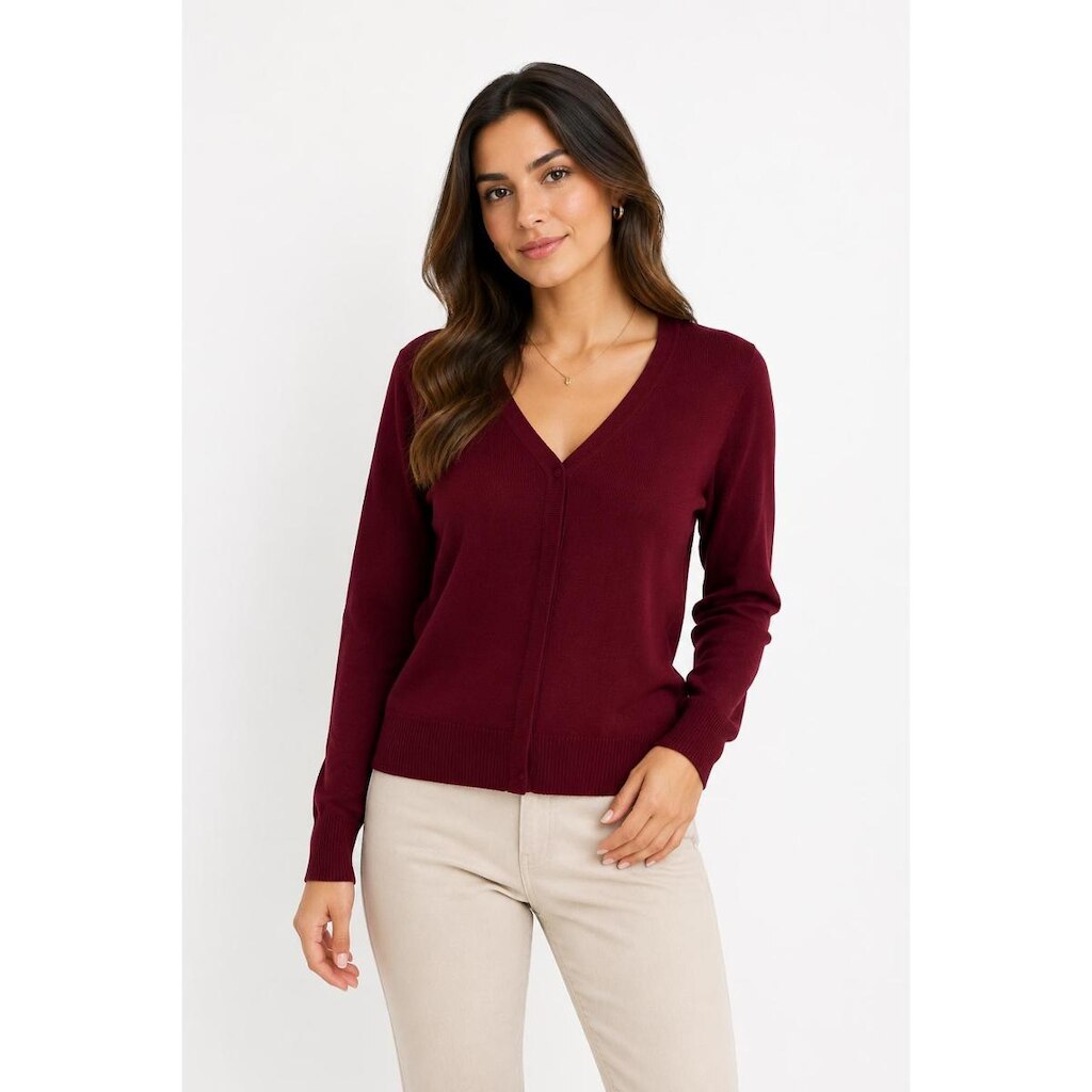 Cardigan Feminino D Bell Outlet Fashion Botão Vinho