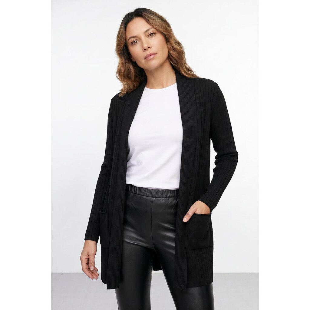 Cardigan feminino longo de malha com bolsos 61283