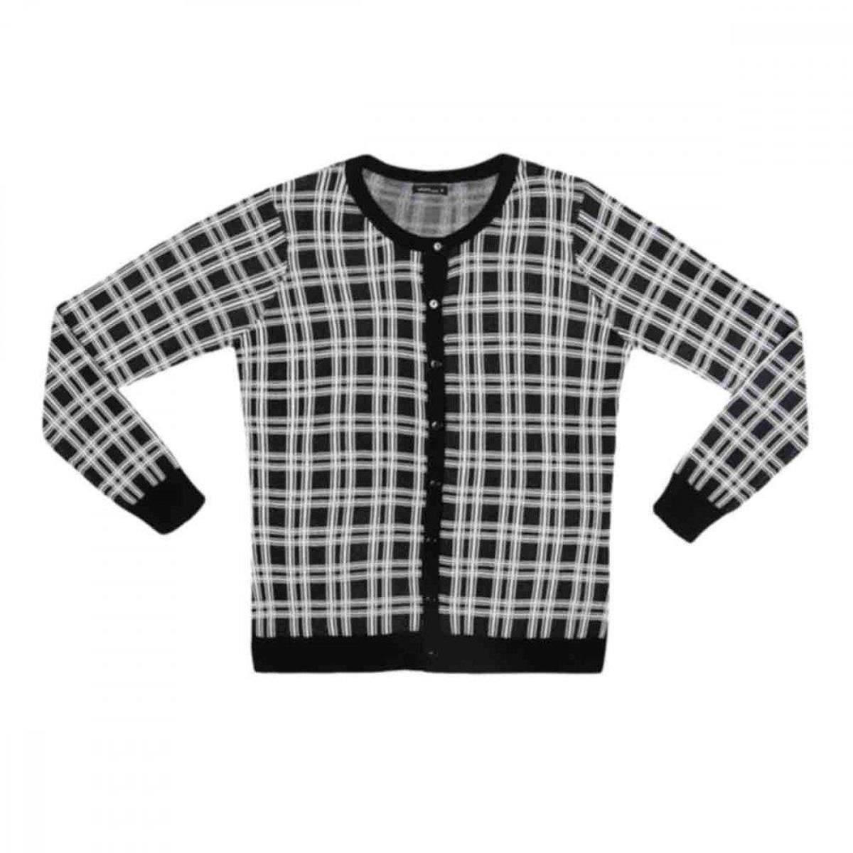 cardigan feminino preto e branco