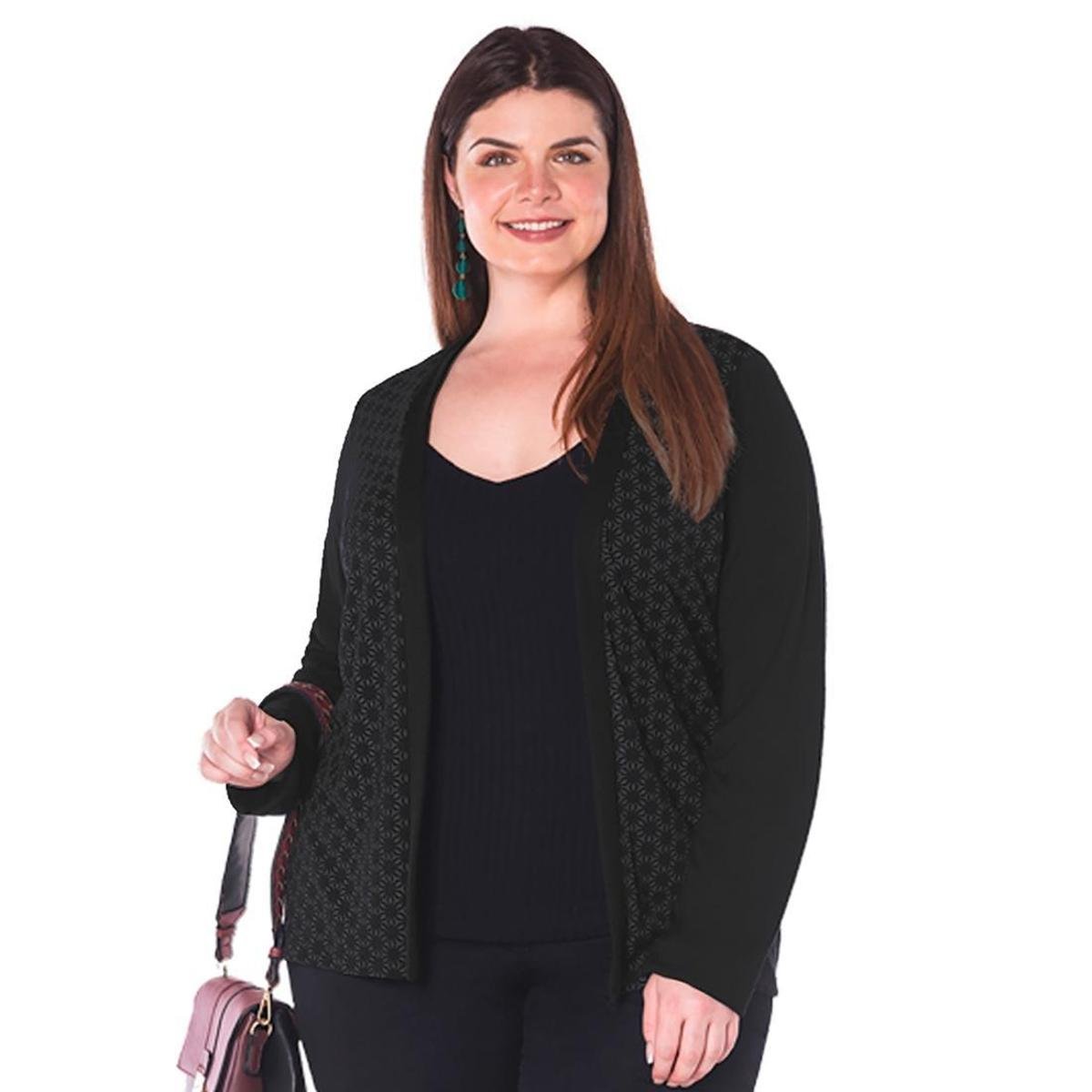 cardigan preto feminino plus size