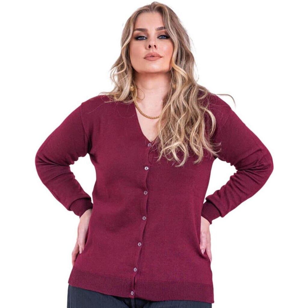 Cardigan Feminino Tricot Botão Básico