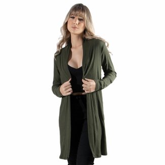 Cardigan Kimono Canelado Bella Fiore Manga Longa Roupa Para Inverno Moda Casual