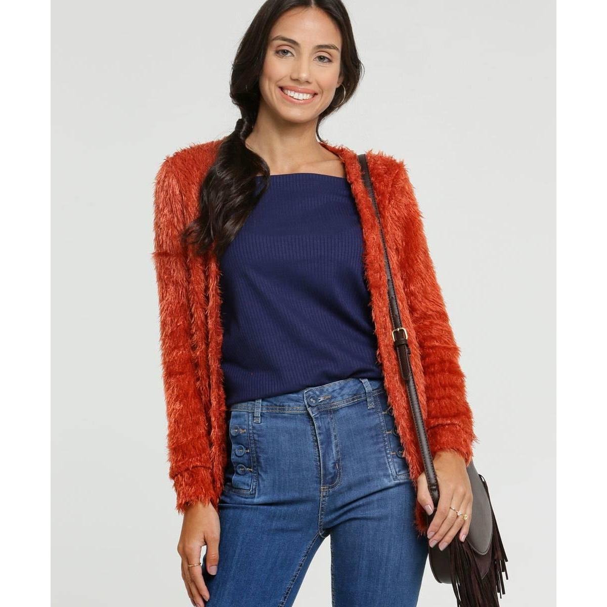 cardigan chenille feminino
