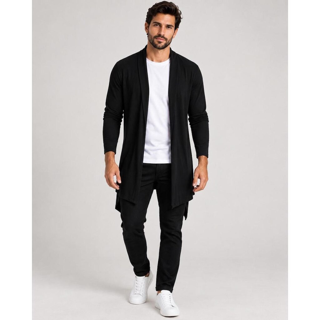 Cardigan Masculino Sem Bolso Manga Longa Slim Confortável
