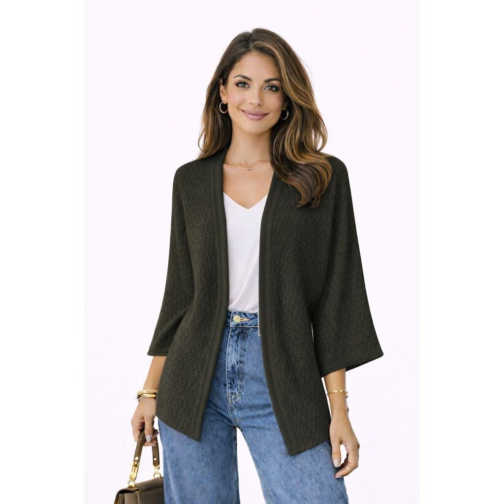 Cardigan Tricô D Bell Outlet Fashion Manga Longa Verde Militar