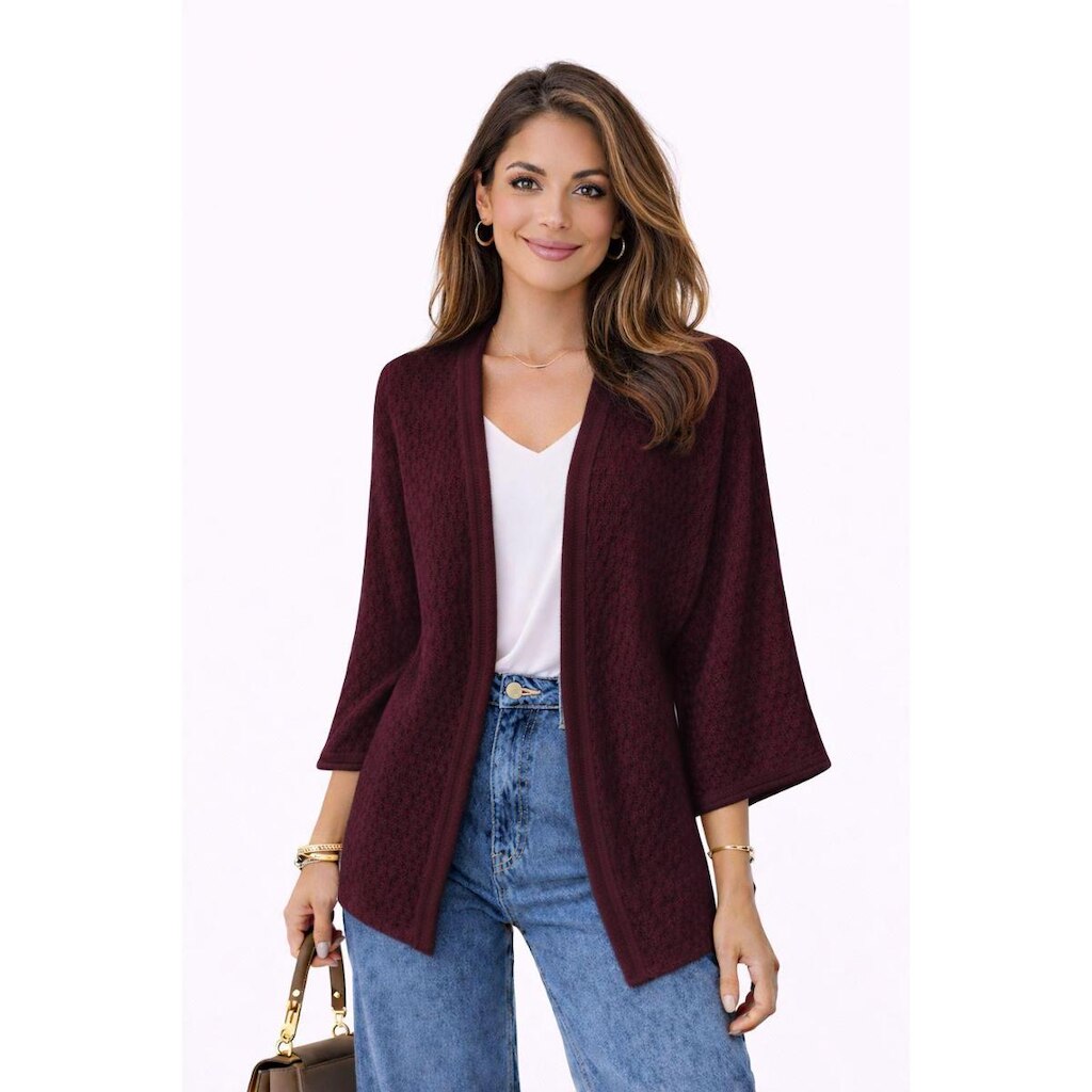 Cardigan Tricô D Bell Outlet Fashion Manga Longa Vermelho