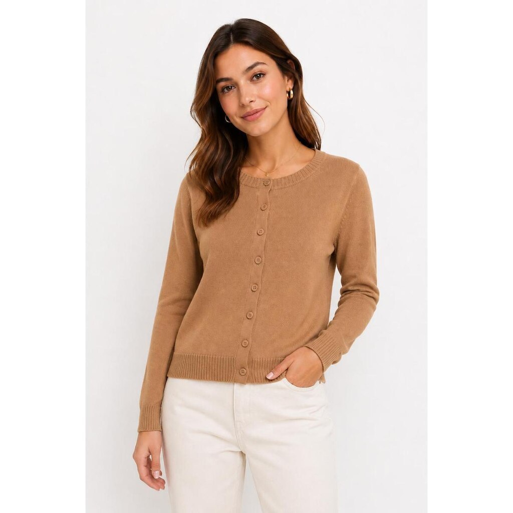 Cardigan Tricôt D Bell Outlet Fashion Botões Caramelo