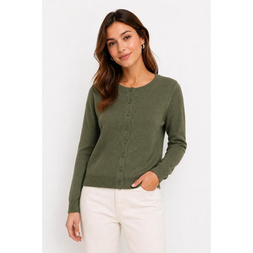 Cardigan Tricôt D Bell Outlet Fashion Botões Verde Militar