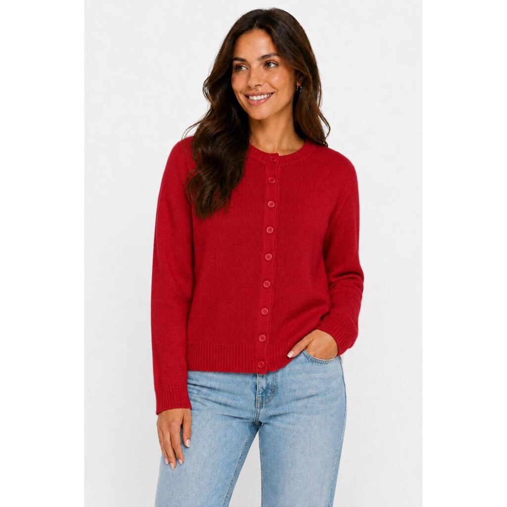 Cardigan Tricôt D Bell Outlet Fashion Botões Vermelho