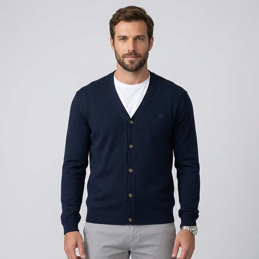 Cardigan Tricot Dudalina Cotton Masculino