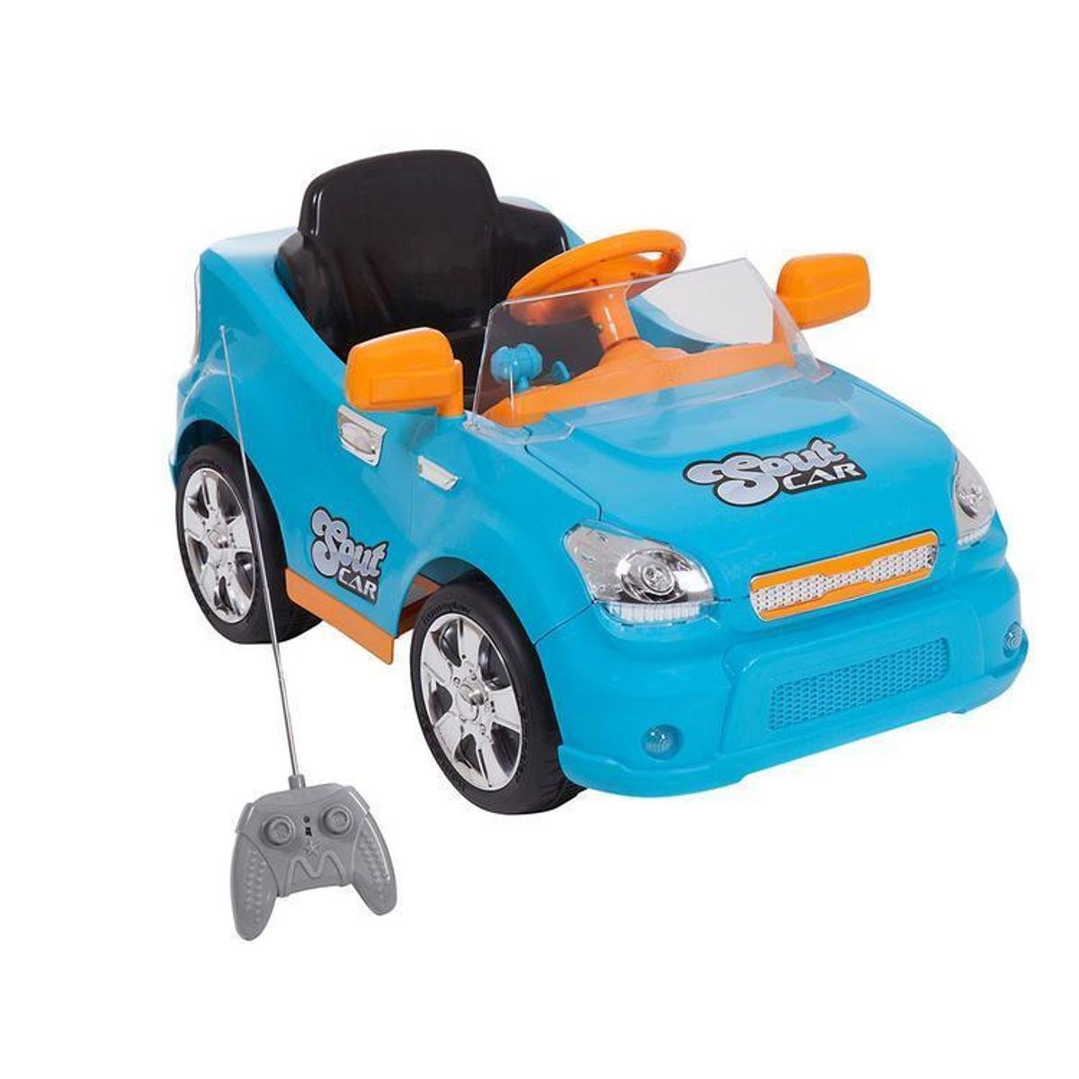 Carro Elétrico Infantil Soutcar - com Controle Remoto Emite Sons 6V - Azul Menor preço em Carro Elétrico Infantil Soutcar - com Controle Remoto Emite Sons 6V - Azul