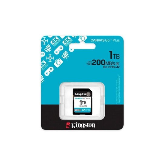 Cartão de memória Kingston, SDXC Canvas Go Plus, 1TB, Gen4, 200MB/s - SDG4/1TB