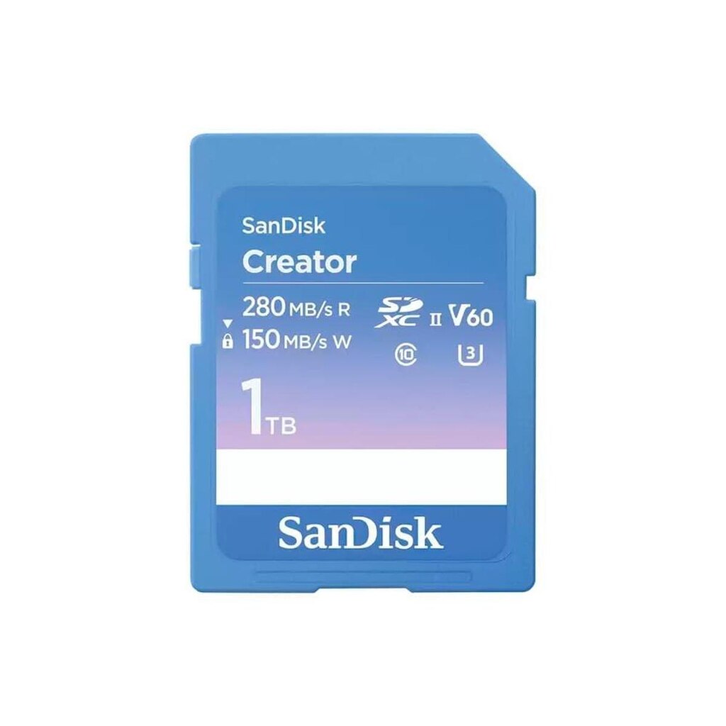 Cartão de Memória SanDisk Creator Series SD UHS-II 1TB, Leitura 280MB/s e Gravação 150MB/s