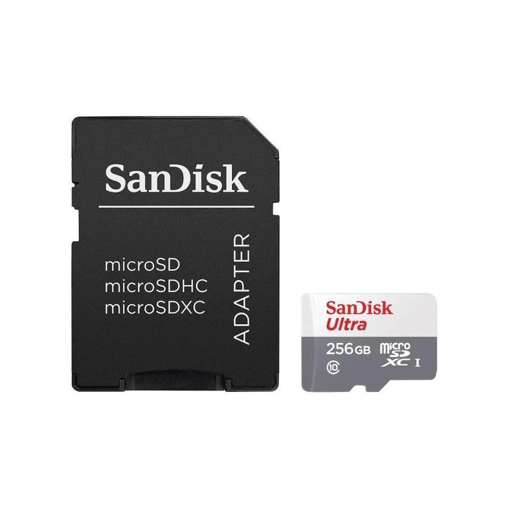 Cartão de Memória SanDisk Micro SD Ultra, 256GB Classe 10, 100MB/s, com Adaptador-SDSQUNR-256G-GN6TA