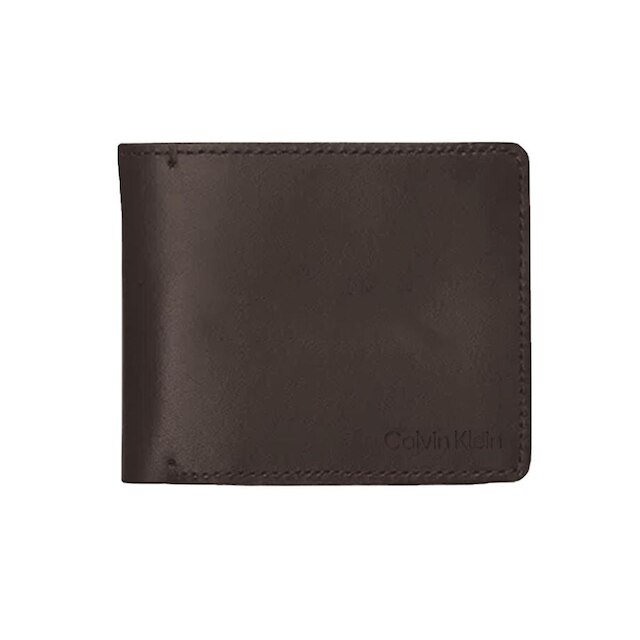 Carteira Calvin Klein Couro Horizontal Logo Floater Marrom Café