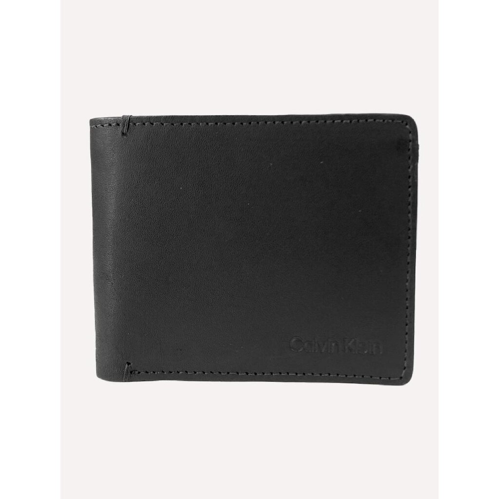 Carteira Calvin Klein Couro Horizontal Logo Floater Preta