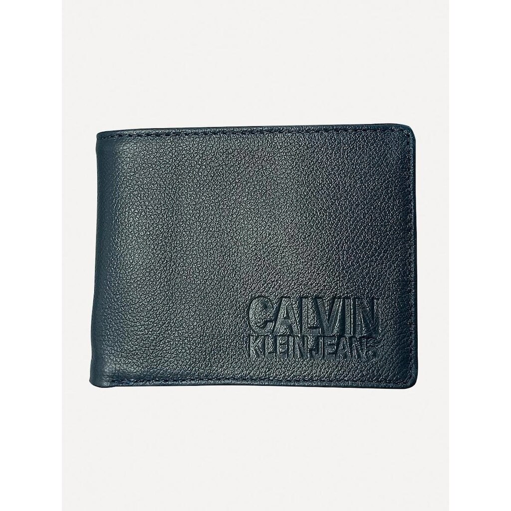 Carteira Calvin Klein Jeans Couro Under Logo Azul