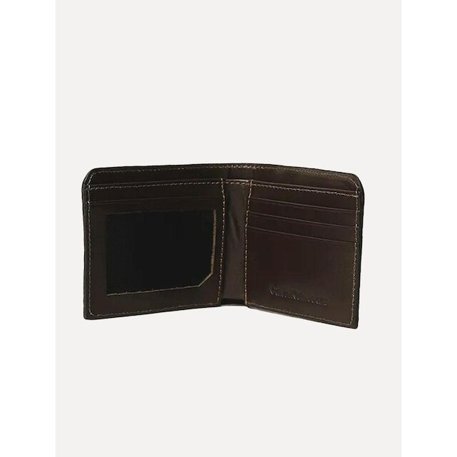 Carteira Calvin Klein Jeans Masculina Couro Queima Center Logo CK Marrom Café