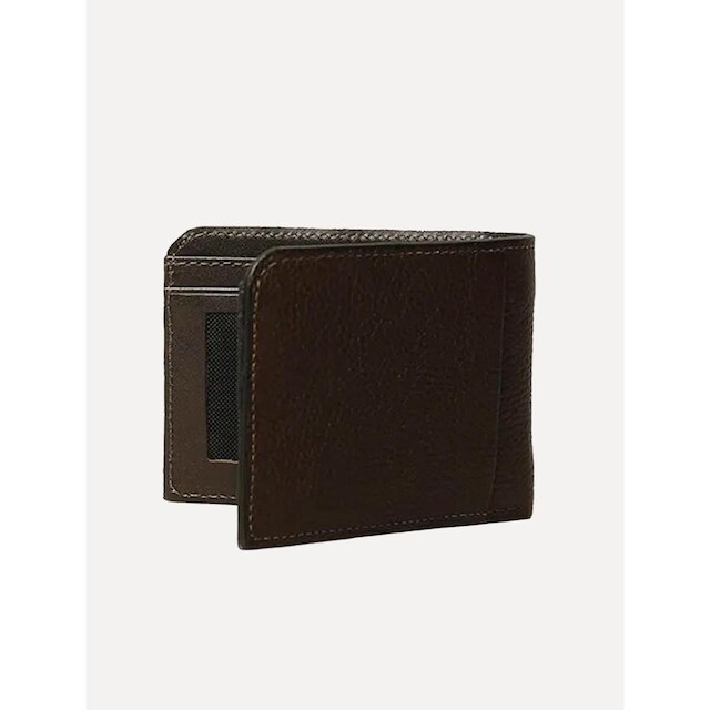 Carteira Calvin Klein Jeans Masculina Couro Queima Center Logo CK Marrom Café