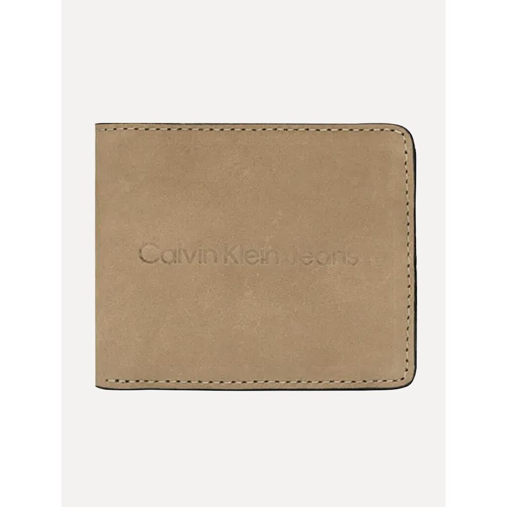Carteira Calvin Klein Jeans Nobuck Logo Cáqui Claro