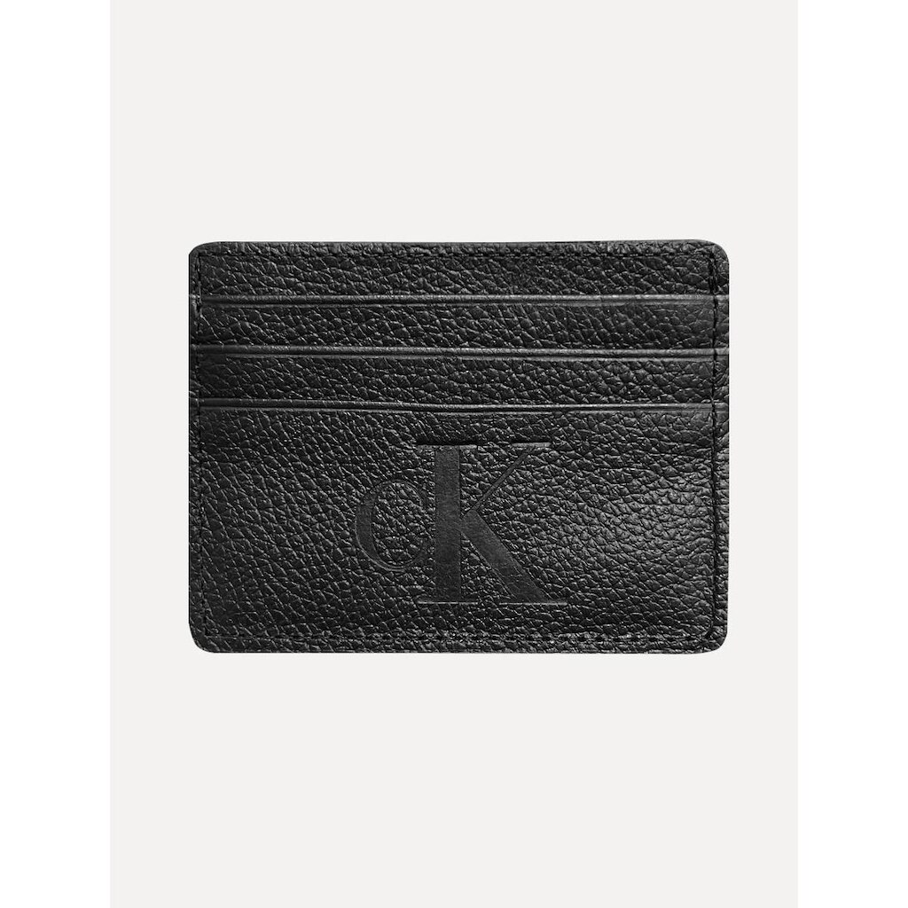 Carteira Calvin Klein Jeans Porta Cartão Couro CK Queima Preta