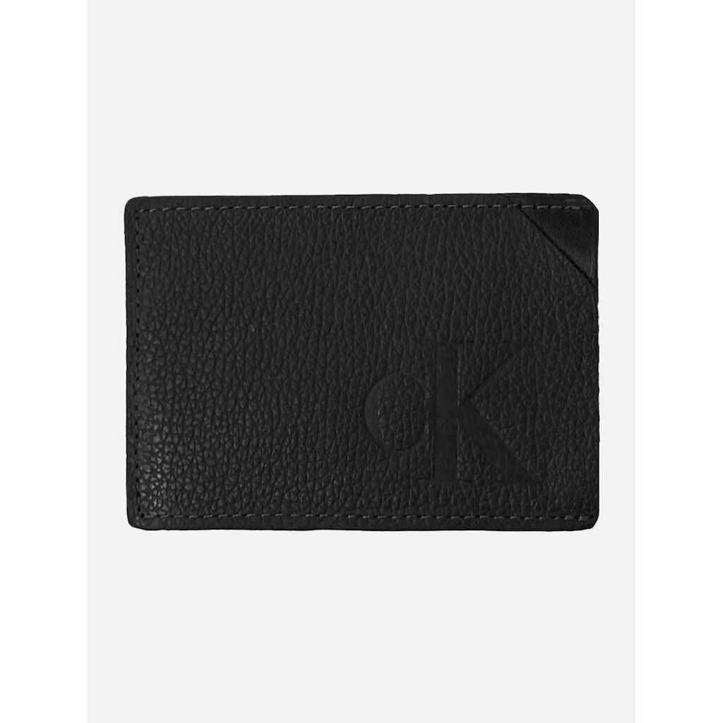 Carteira Calvin Klein Jeans Porta Cartão Couro Queima CK Preta