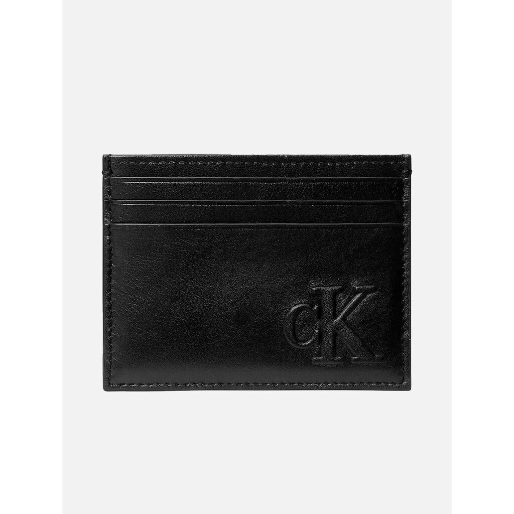 Carteira Calvin Klein Porta Cartão Couro Sculpted Logo Bold Horizontal Preta