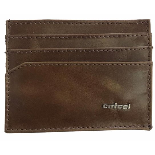 Carteira Colcci Couro Metal Plate Card Masculino - Marrom