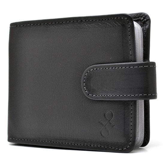 Carteira de Couro Hendy Bag com Botão Masculina - Preto