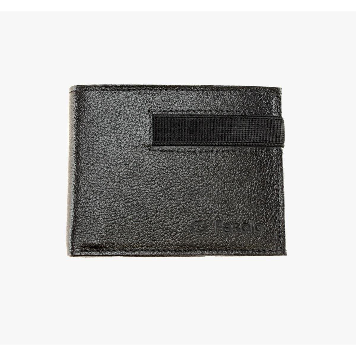 Carteira de Couro Masculina Fasolo C/Elástico - Preto Menor preço em Carteira de Couro Masculina Fasolo C/Elástico - Preto