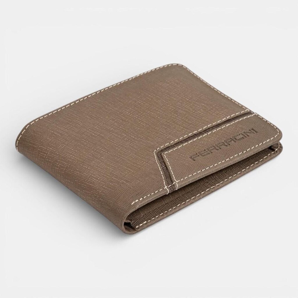 Carteira Ferracini Masculina Couro Areia