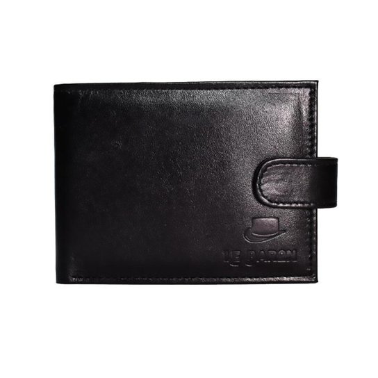 Carteira Le Baron - 149 Com Porta Cheque e Lapela - Preto
