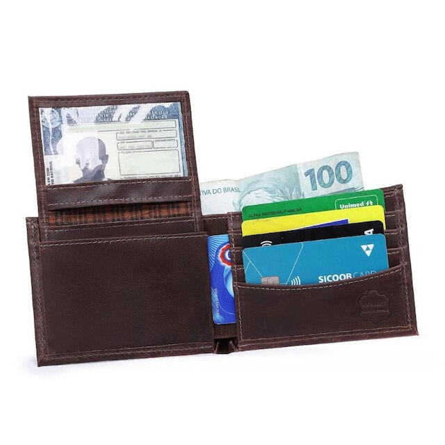 Carteira Masculina Couro Fossil Resistente Grande Com Porta CNH Removivel Divisorias Para Cartoes