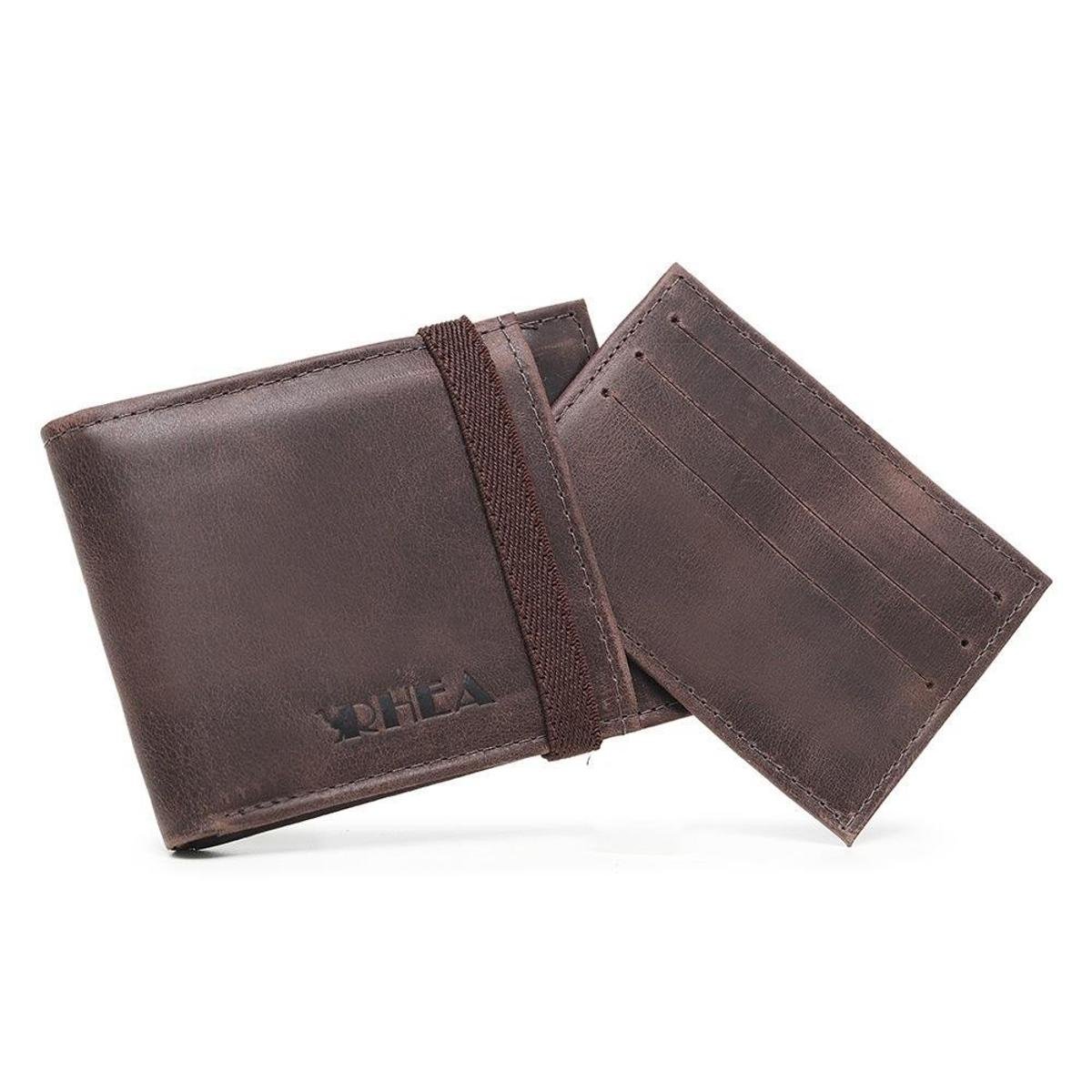 Carteira Masculina Couro Porta Cartoes Removivel Plastico Interno - Marrom Menor preço em Carteira Masculina Couro Porta Cartoes Removivel Plastico Interno - Marrom