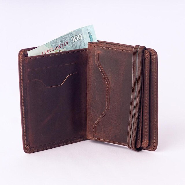 Carteira Masculina de Couro com Elástico Tecnologia RFID CNH