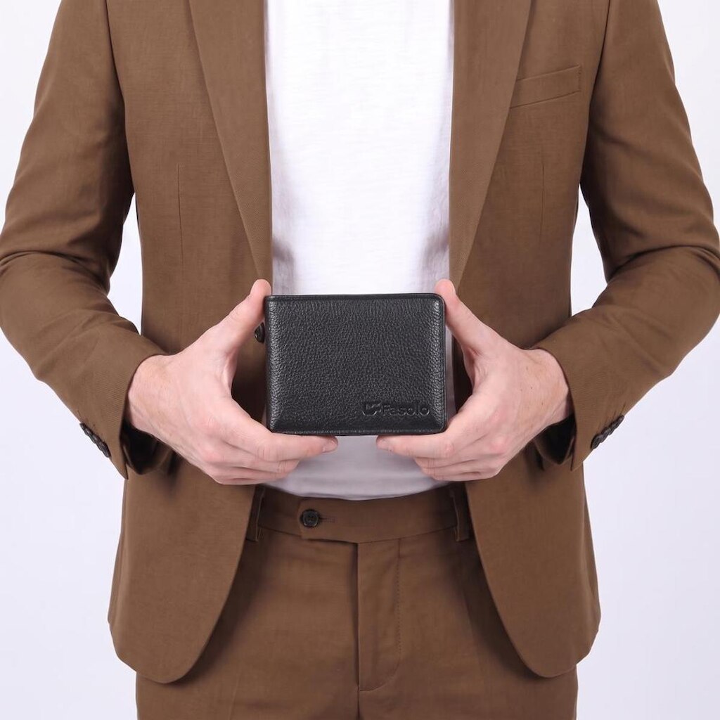 Carteira Masculina de Couro com Porta Cartão