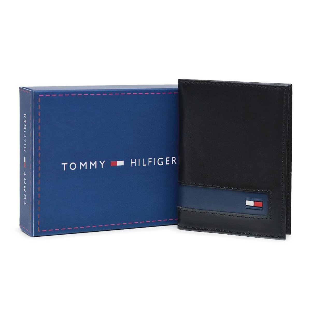 Carteira Masculina Luxo Slim de Couro Preto com Azul Menor preço em Carteira Masculina Luxo Slim de Couro Preto com Azul