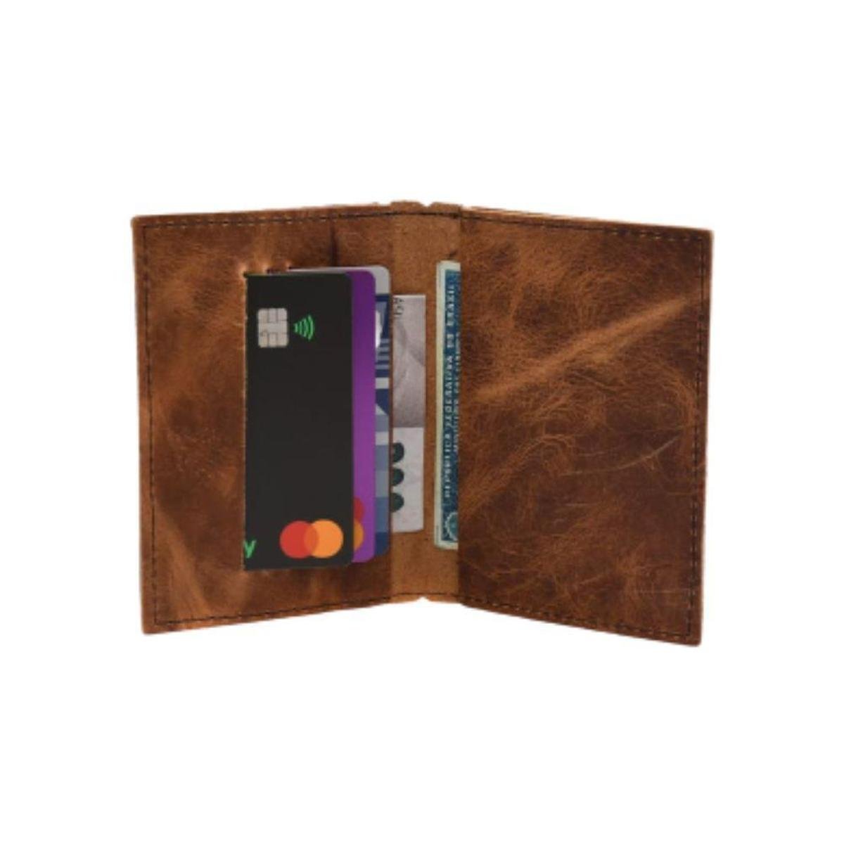 Carteira Masculina Porta Cartão em Couro Compacta e Discreta Envio Rápido - Marrom Menor preço em Carteira Masculina Porta Cartão em Couro Compacta e Discreta Envio Rápido - Marrom