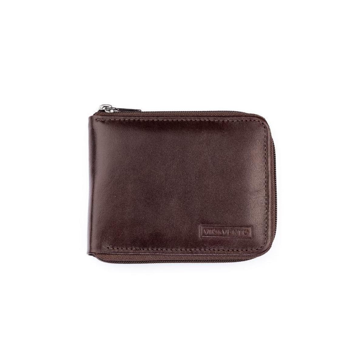 Carteira masculina Zipp de couro italiano com zíper - Café Menor preço em Carteira masculina Zipp de couro italiano com zíper - Café