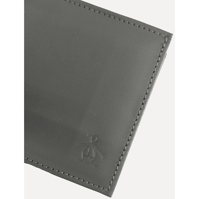Carteira Original Penguin Masculina Couro Lisa Logo Grafite